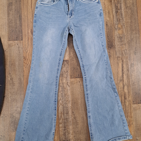 BAMBOO Light Blue Flare Jeans with Embroidered Pockets - Picture 2 of 4